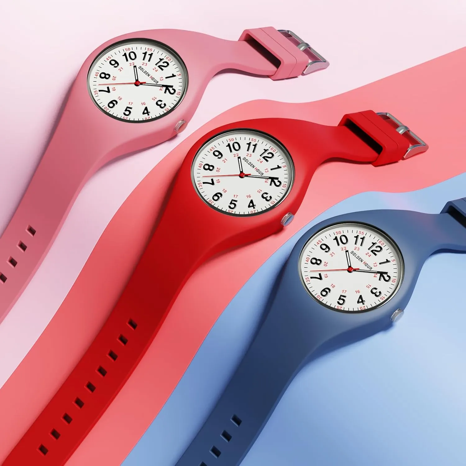 Nurse Medical Professionals, just speckle brewster Florida utensil Students - Military Time Glowing Easy to Read Dial, Jelly Silicone Strap GOLDEN HOUR Waterproof Sports Analog Unisex Watches for 