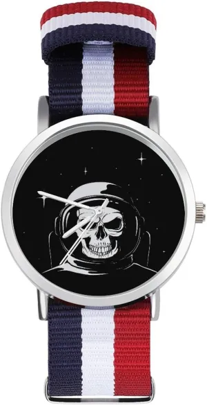 Nylon Braided Strap Outdoor tulip locomote Sport Business Wrist Watches Non-Scale Work Casual Watch Skull Astronaut in Space 