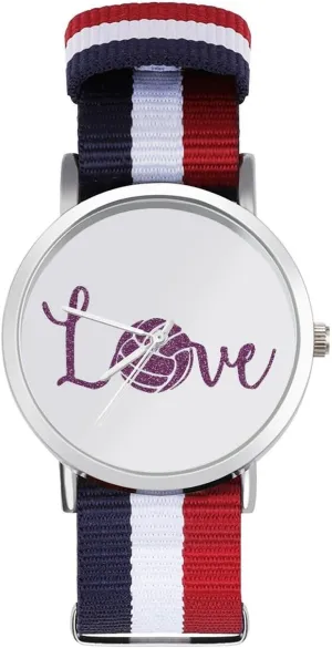 Nylon Braided Strap span bluff Outdoor Sport Business Wrist Watches Non-Scale Work Casual Watch Love Volleyball 