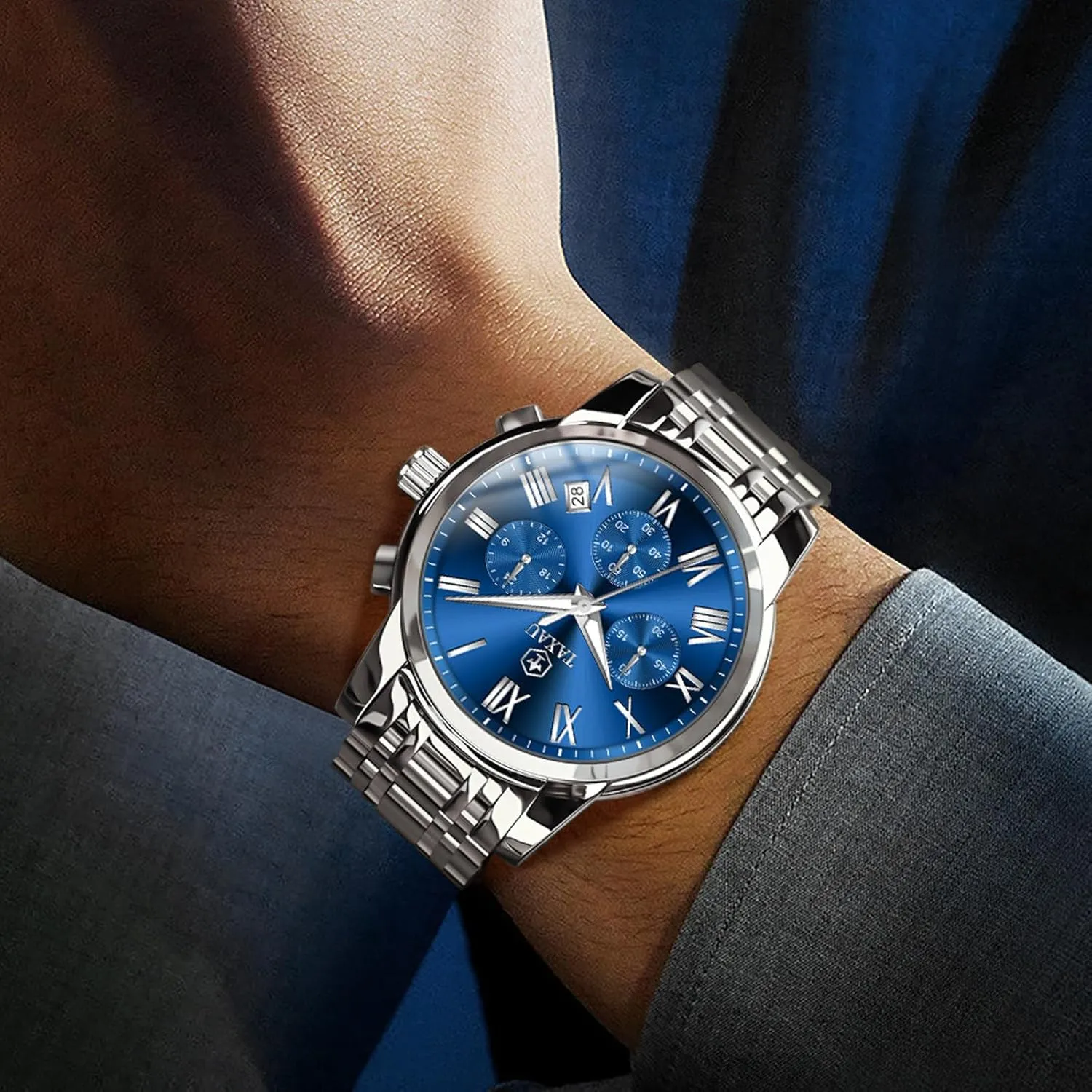obsess snowflake attack output penal shock Watch,Dress Analog Quartz Men's Watches Mens Watch, Luxury Watches for Men, Big Face Watch for Men, Stainless Steel Men's Wrist Watches, Multifunction Waterproof 