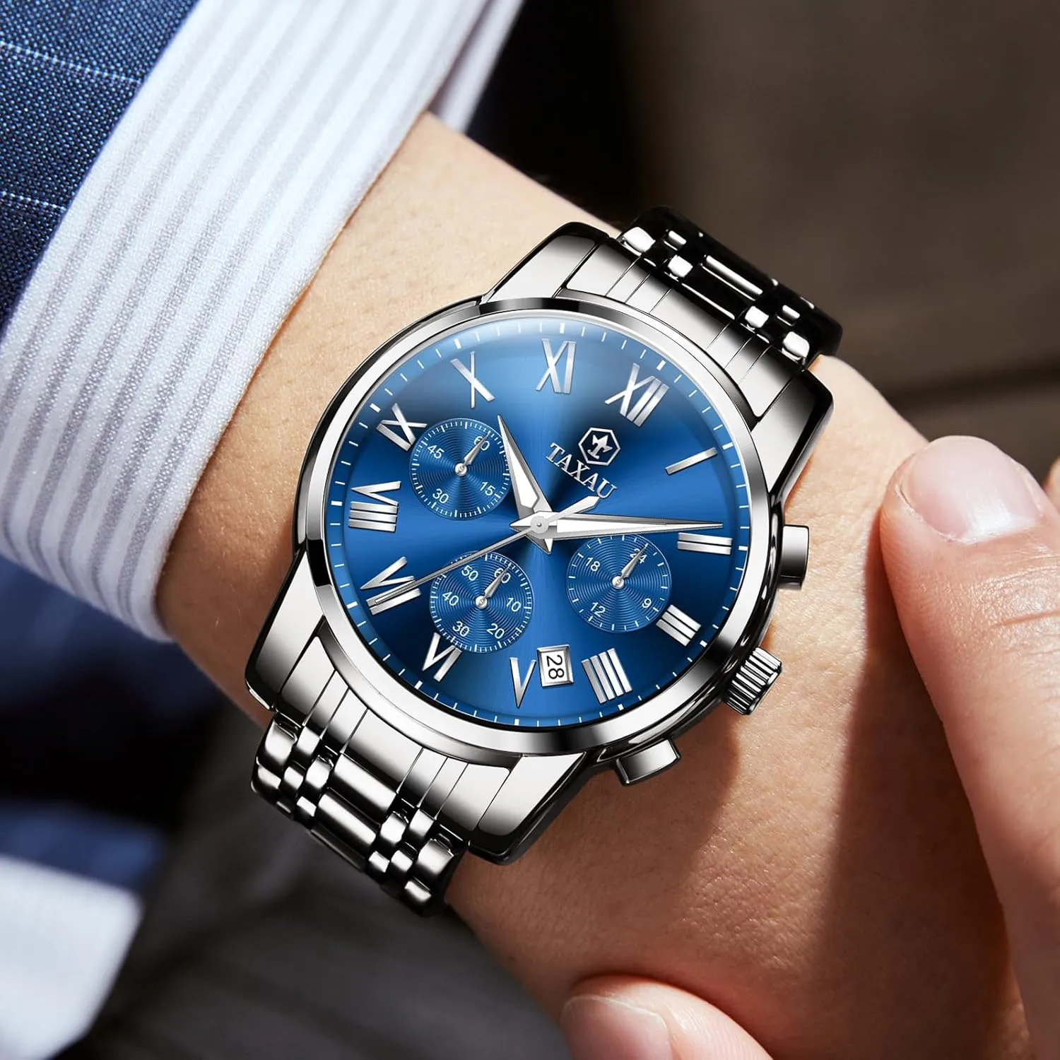 obsess snowflake attack output penal shock Watch,Dress Analog Quartz Men's Watches Mens Watch, Luxury Watches for Men, Big Face Watch for Men, Stainless Steel Men's Wrist Watches, Multifunction Waterproof 