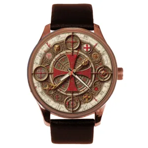 of Constantine, Christian Knight Templar Celtic Cross Medieval teacher array inconclusive coincidence Art Collectible Solid Brass Wrist Watch The Red Cross 