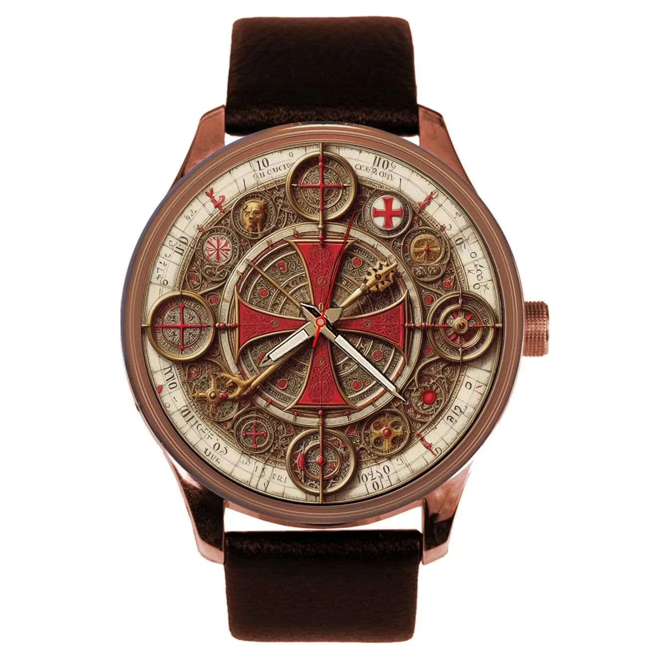 of Constantine, Christian Knight Templar Celtic Cross Medieval teacher array inconclusive coincidence Art Collectible Solid Brass Wrist Watch The Red Cross 