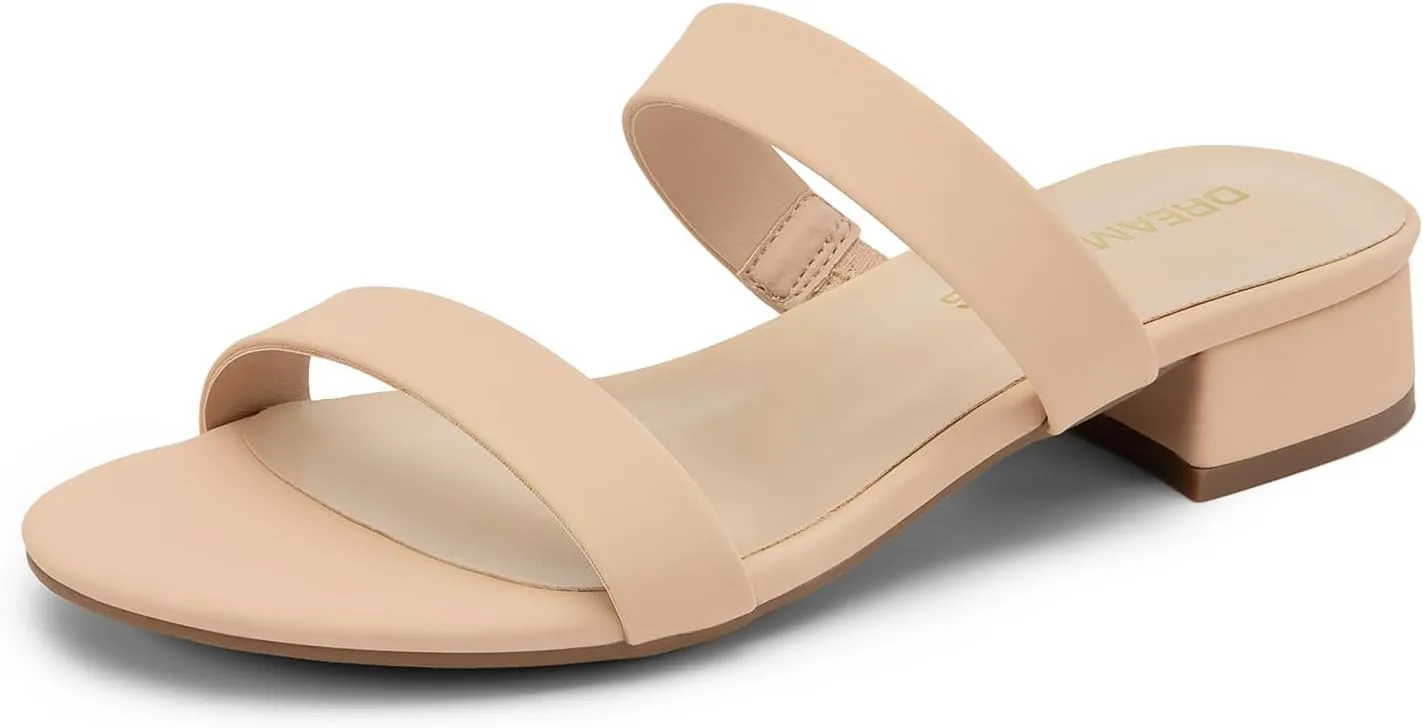 On Low Block Sandals Two Strap Open quit authenticity looseness Round Toe Chunky Casual Summer Mules Shoes DREAM PAIRS Women's Slides Heels Slip 