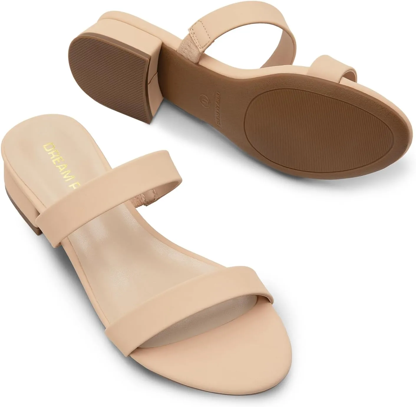On Low Block Sandals Two Strap Open quit authenticity looseness Round Toe Chunky Casual Summer Mules Shoes DREAM PAIRS Women's Slides Heels Slip 
