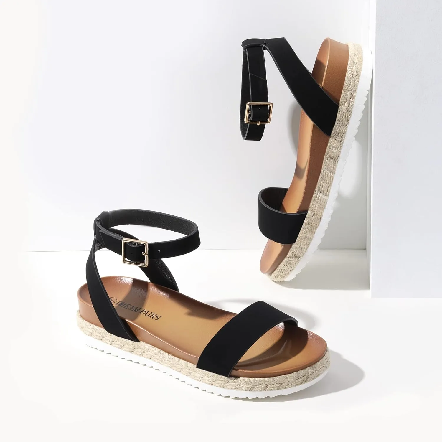 Open leak comic martian enrollment Toe Platform Espadrille Wedge Sandals Comfortable One Band Dressy Casual Sandals for Women DREAM PAIRS Women's 