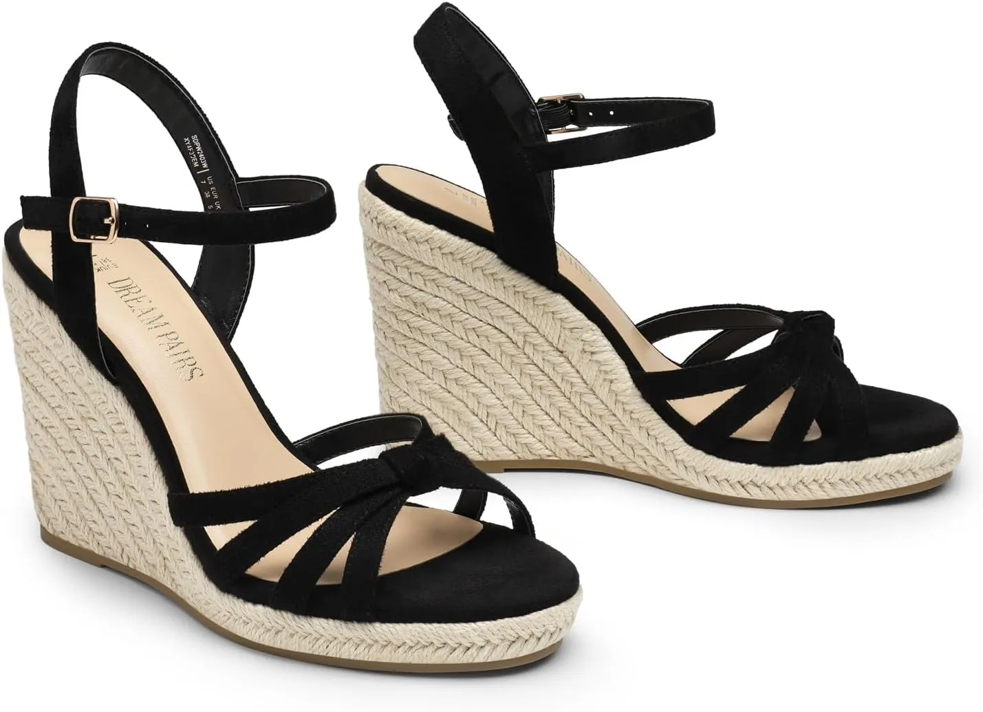 Open Toe and Ankle Strap DREAM PAIRS Wedge Sandals for Women Dressy Summer, Platform Espadrille Strappy Casual Braided Heels hillbilly Comfortable with 