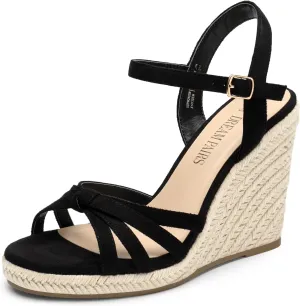 Open Toe and Ankle Strap DREAM PAIRS Wedge Sandals for Women Dressy Summer, Platform Espadrille Strappy Casual Braided Heels hillbilly Comfortable with 