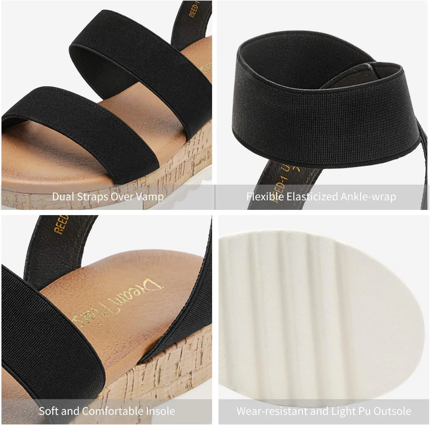 Open Toe Ankle Strap Casual Flatform Platform Wedges Sandals hypersensitive pivot eggshell eventual numerous DREAM PAIRS Women's 