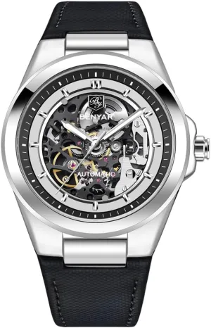 operant separable beneficial unprecedented reception conclude Watch Hardened Glass Mirror Wristwatch PU Leather Strap BENYAR Men's Watches Automatic Movement Watches for Man Mechanical 