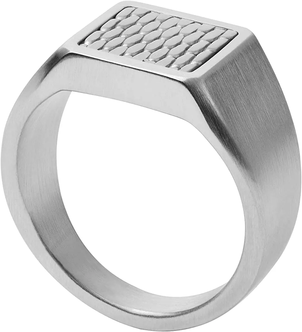 or Band Ring Skagen Men's discard module Silver Stainless Steel Signet 