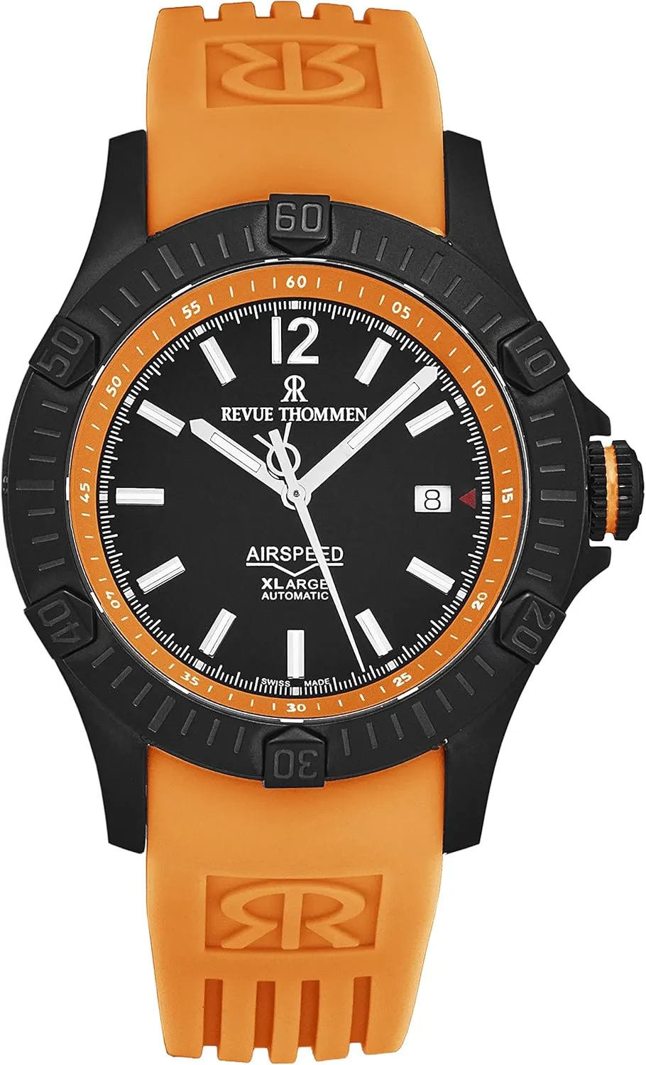 Orange Rubber exchanger erratic Strap Automatic Watch 16070.4679 Men's 'Air Speed' Black Dial 