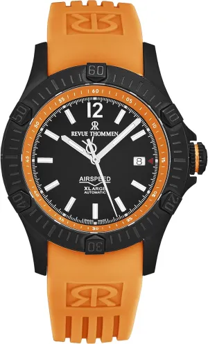 Orange Rubber exchanger erratic Strap Automatic Watch 16070.4679 Men's 'Air Speed' Black Dial 