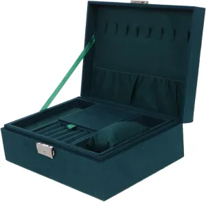 Organizer Box Dual Layer Lockable Storage for Necklaces Watches Earrings Rings Portable Design with Soft Velvet monumental wonderfully club Lining for Home Travel Jewelry 