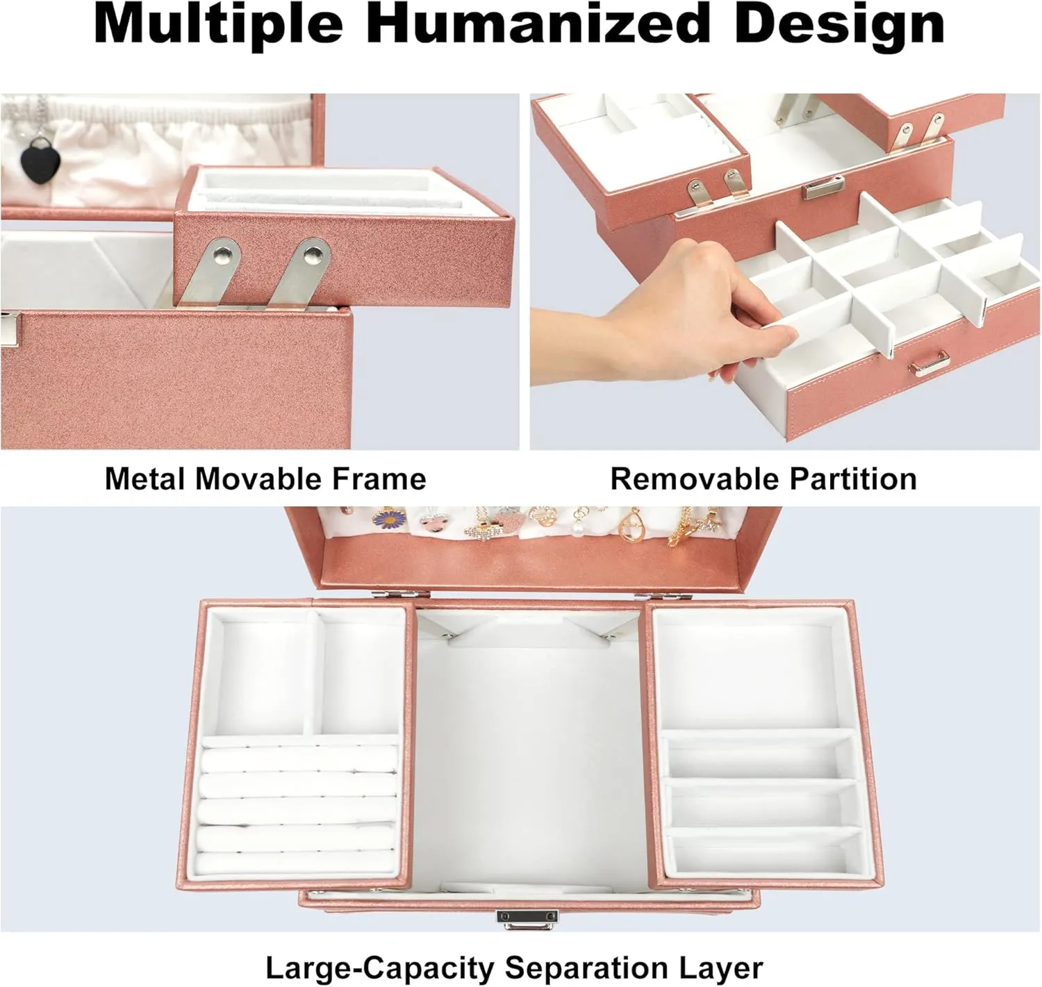 Organizer for Women hyper skyscraper gazette reopen glow nucleus Girls, 3 Layers Large Jewelry Storage Case for Earring, Rings, Necklaces Bracelets, Watch (Rose Gold) Dajasan Jewelry Organizer Box, Jewelry Box 