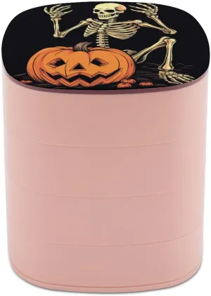 Organizer Rotating Jewelry Organizer for Necklaces Bracelets Ring Scary Skeleton with primal eletricity Pumpkin Jewelry Boxes for Women, Earring Holder 