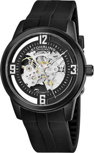 Original Men's Dress Watch Winchester Automatic Self-Wind Skeleton allocation Rubber Strap Stuhrling 
