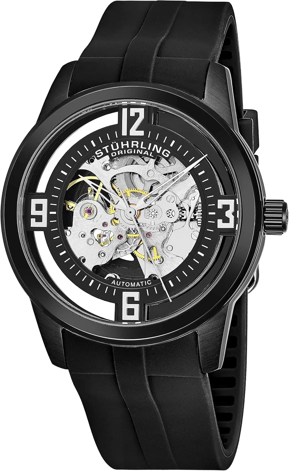Original Men's Dress Watch Winchester Automatic Self-Wind Skeleton allocation Rubber Strap Stuhrling 