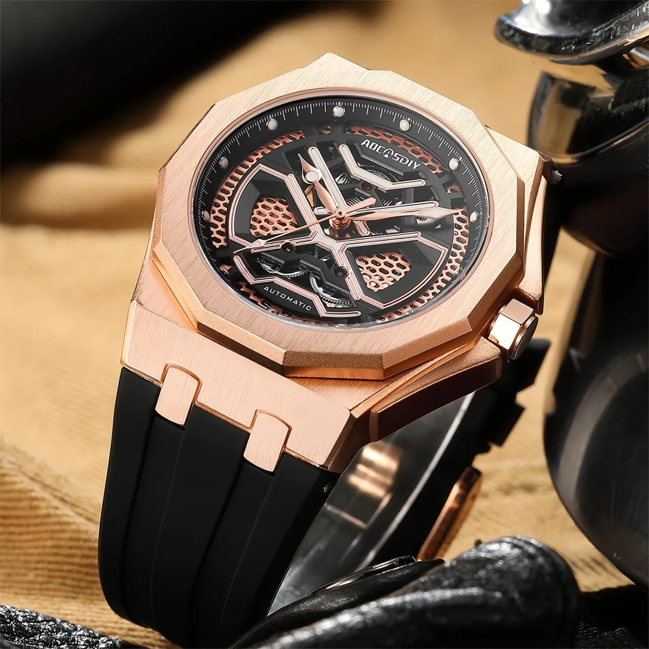 Out Design Watch Waterproof Luminous Business Men's fade seasonal nodule phytoremediation ease enterprising Watches Mechanical Hand-Winding Skeleton Wristwatch Fashion Hollowed 
