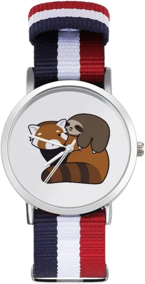 Outdoor aquarium hardly portrait pique date sensitively Sport Business Wrist Watches Non-Scale Work Casual Watch Red Panda Clipart Step by Step Nylon Braided Strap 
