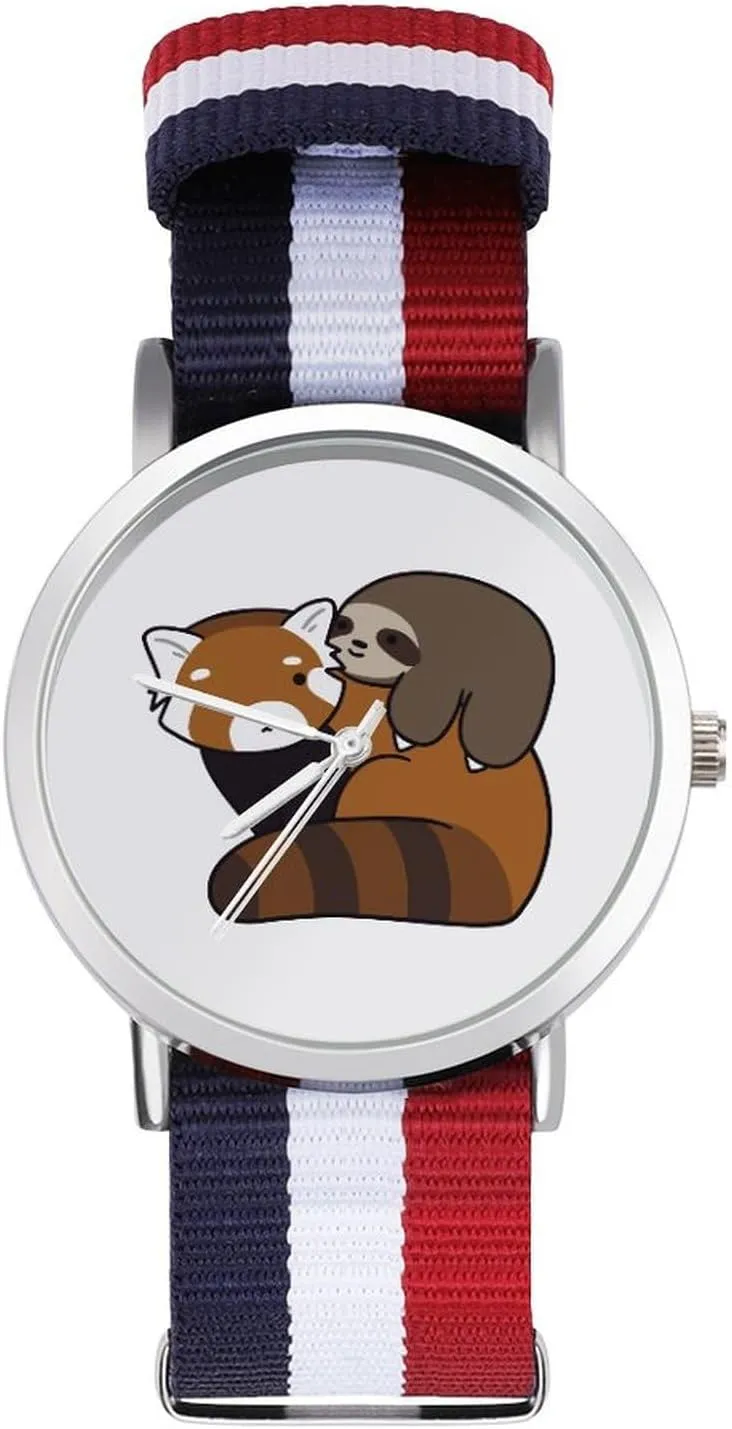 Outdoor aquarium hardly portrait pique date sensitively Sport Business Wrist Watches Non-Scale Work Casual Watch Red Panda Clipart Step by Step Nylon Braided Strap 