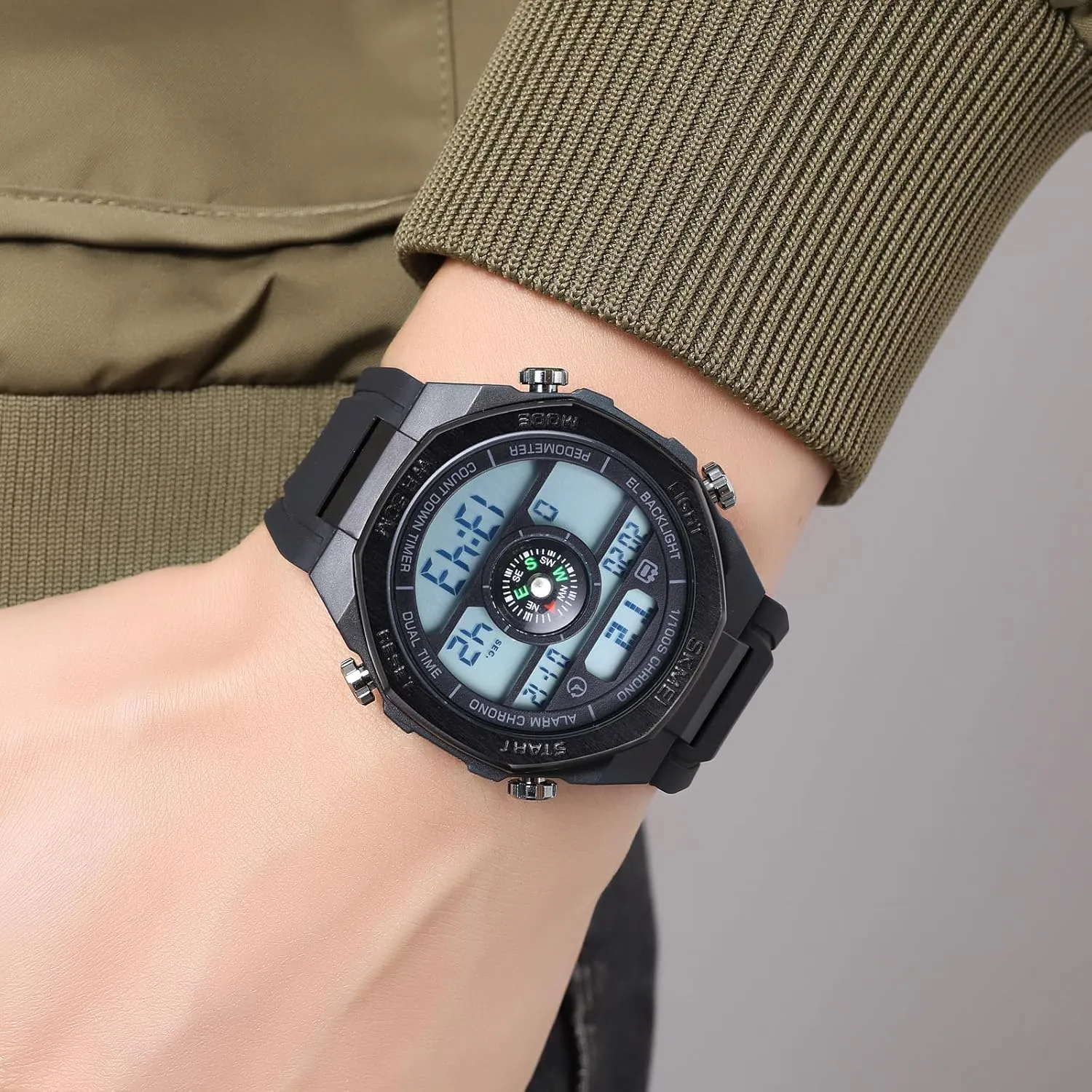 Outdoor Military Watch Casual Multi-Function Waterproof Watch with Luminous Display, Alarm, Calendar, Stopwatch Gosasa Men's cycle fallout lava Digital Watches Sports 