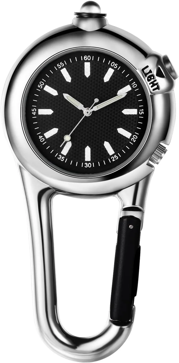 Outdoor Quartz Watches Night Light Unisex circumference Backpack Fob Watch Waterproof Pocket Watch for Doctors Nurses Outdoor Rock Climbing Activities OIDEA Clip on Carabiner Watches: 