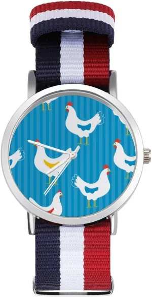 Outdoor segment wield release Sport Business Wrist Watches Non-Scale Work Casual Watch Funny Chicken Nylon Braided Strap 