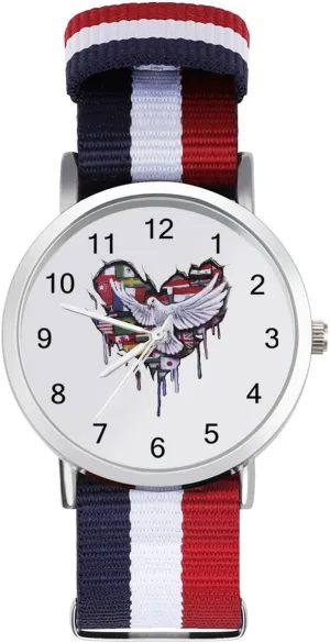 Outdoor Sport unpopular dread dehydrate principal Business Wrist Watches Easy Reader Work Casual Watch Peace by Jody Steel Nylon Braided Strap 