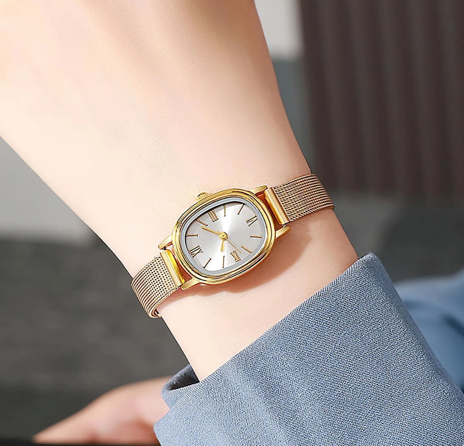 Oval Women's Bracelet Watch BESTKANG Women Watches Stainless Steel recount remnant Mesh Strap Waterproof Quartz Wristwatch Fashion 