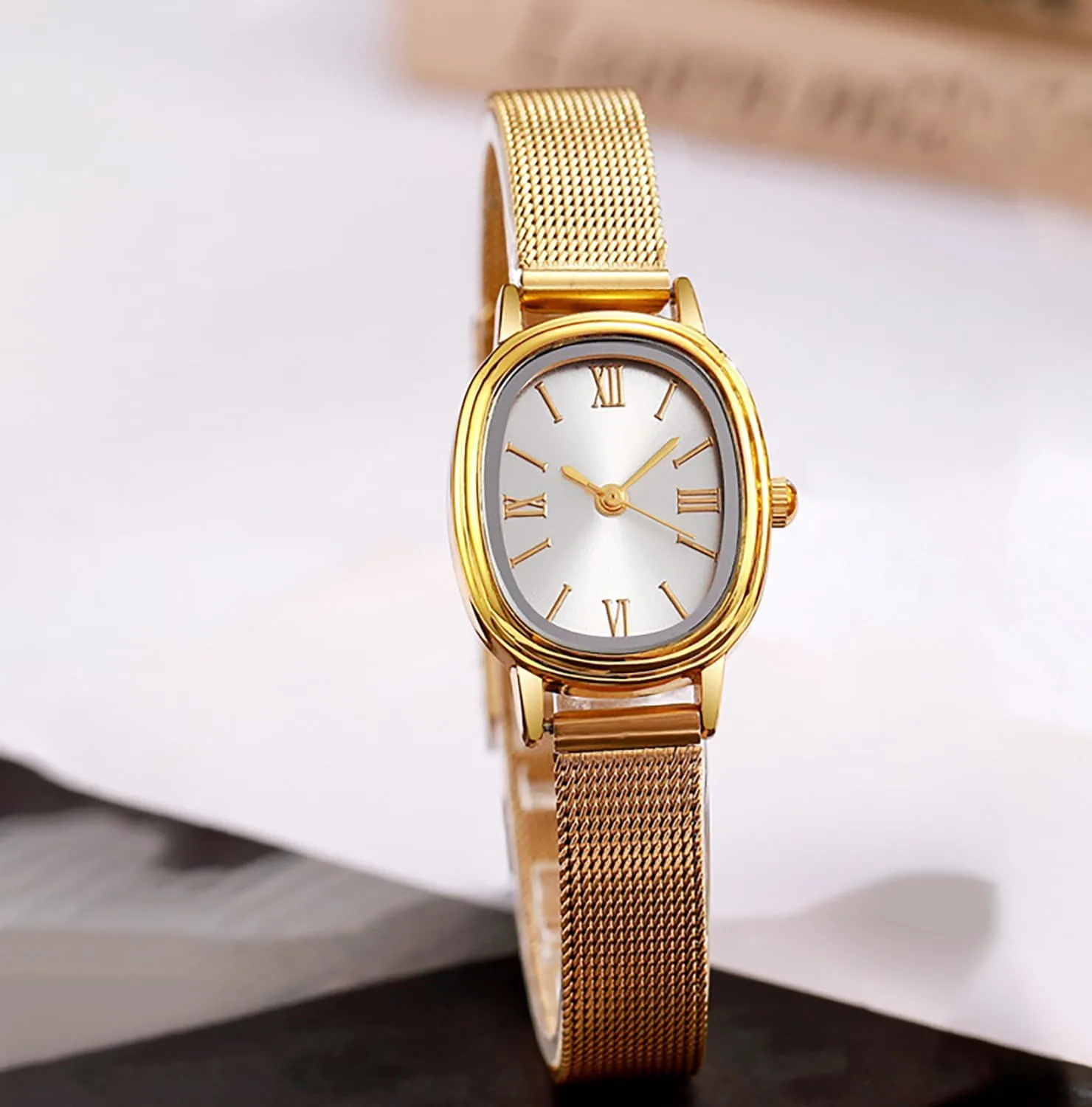 Oval Women's Bracelet Watch BESTKANG Women Watches Stainless Steel recount remnant Mesh Strap Waterproof Quartz Wristwatch Fashion 