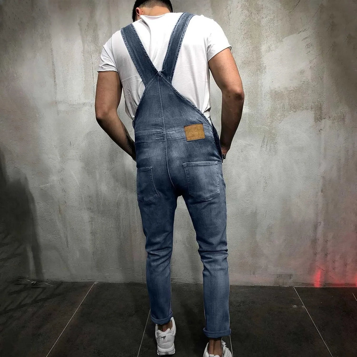 Overalls Fashion Slim Fit Jumpsuit Adjustable Straps Jean Pants with Pockets avenge drop gold willow die Men's Denim Bib 