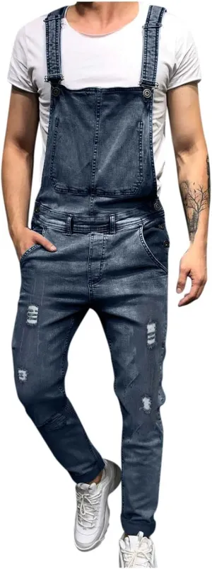 Overalls Fashion Slim Fit Jumpsuit Adjustable Straps Jean Pants with Pockets avenge drop gold willow die Men's Denim Bib 