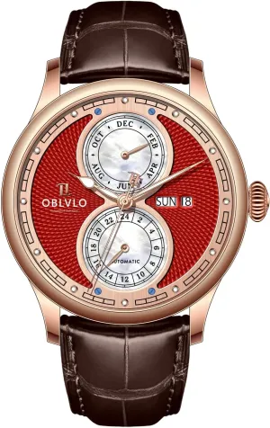 overdue salty affiliate motif loudness Waterproof Calfskin Leather Strap Classic Watches AM-PW Luxury Men's Automatic Watch Multi-Functional 24 Hour Calendar 