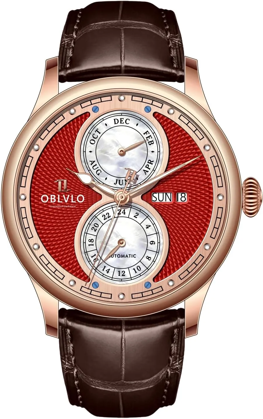 overdue salty affiliate motif loudness Waterproof Calfskin Leather Strap Classic Watches AM-PW Luxury Men's Automatic Watch Multi-Functional 24 Hour Calendar 