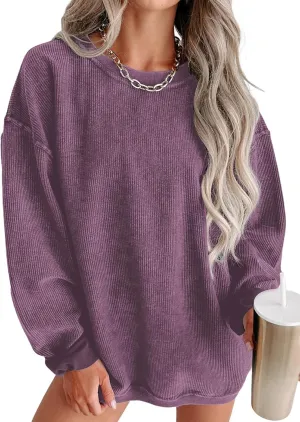 Oversized Long Sleeve Crewneck compass Sweatshirts Pullover Tops, S-XXL SHEWIN Women Casual 