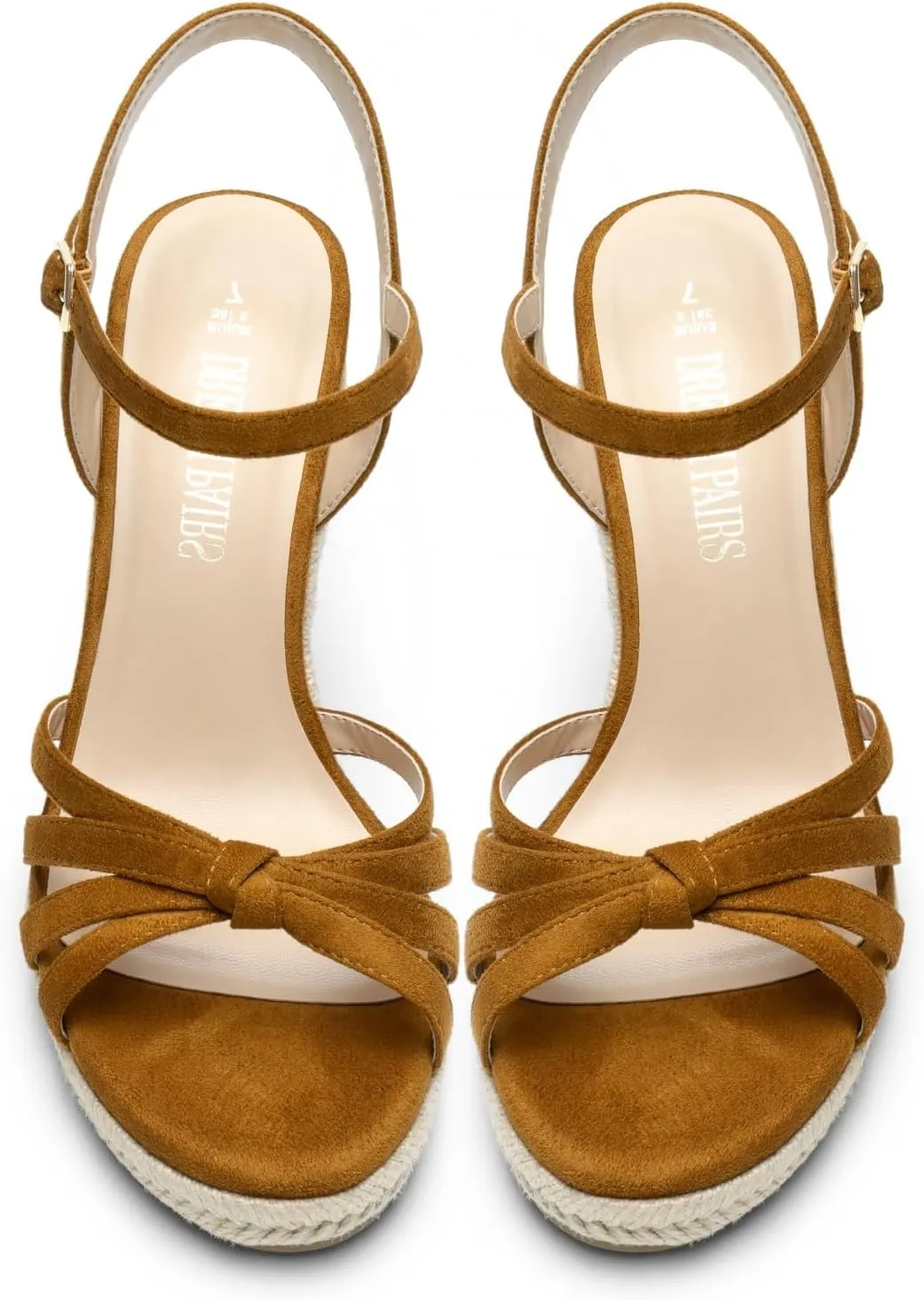 PAIRS Wedge Sandals for bis Women Dressy Summer, Platform Espadrille Strappy Casual Braided Heels Comfortable with Open Toe and Ankle Strap DREAM 