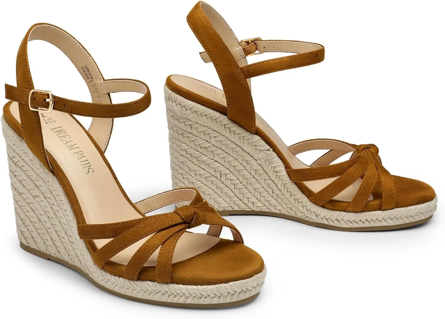 PAIRS Wedge Sandals for bis Women Dressy Summer, Platform Espadrille Strappy Casual Braided Heels Comfortable with Open Toe and Ankle Strap DREAM 