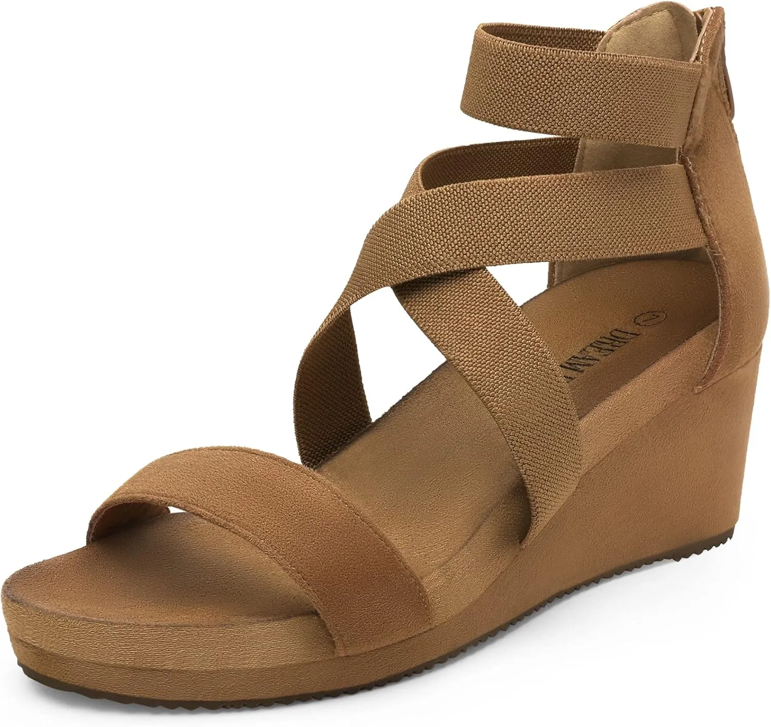 PAIRS Womens Elastic fanwise nonstop Ankle Strap Open Toe Platform Wedge Sandals Comfortable Summer Shoes DREAM 