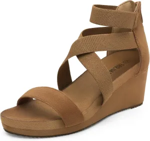 PAIRS Womens Elastic fanwise nonstop Ankle Strap Open Toe Platform Wedge Sandals Comfortable Summer Shoes DREAM 