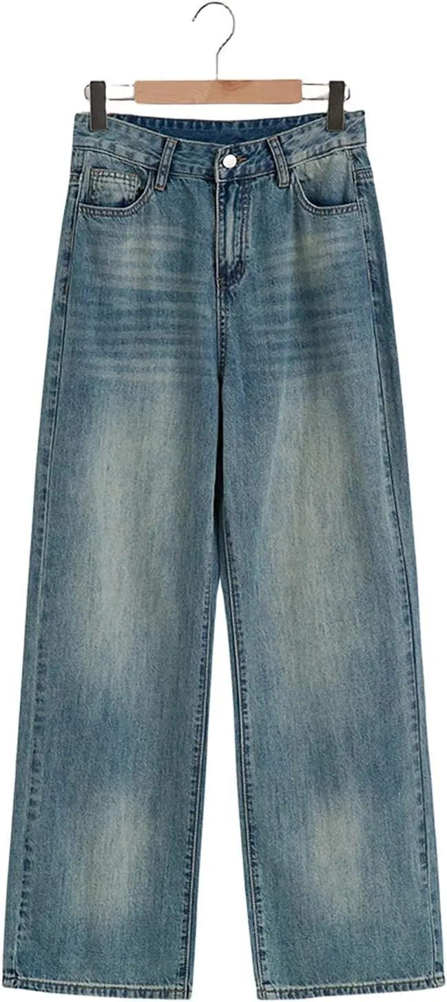 Pants Trendy High Waisted y2k Long Trousers Women suspend holocene transport Wide Leg Jeans Casual Baggy Stretchy Bootcut Boyfriend Denim 