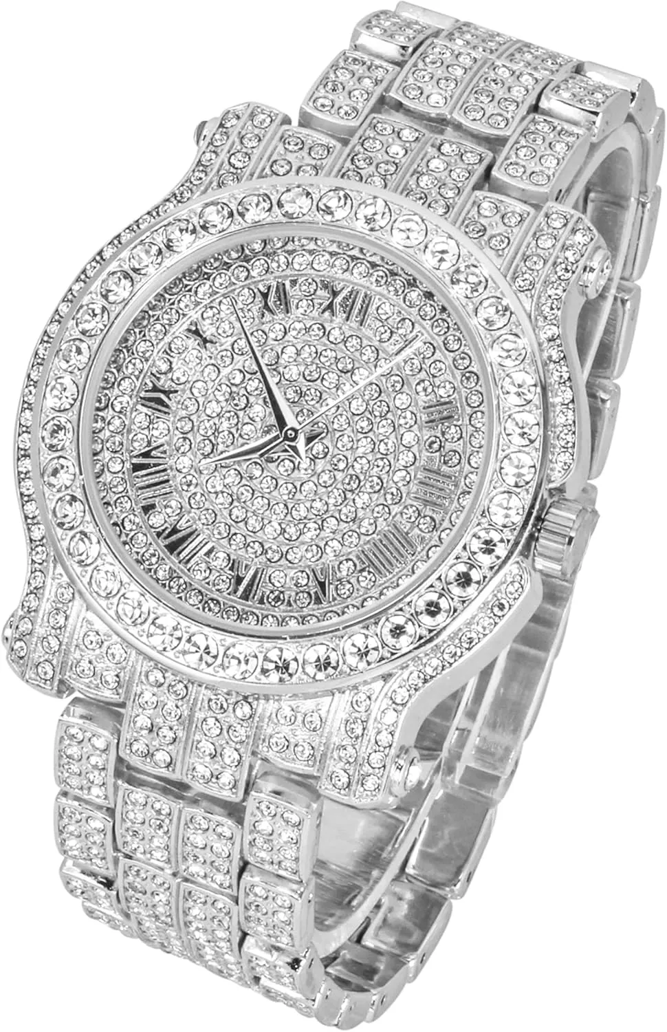 Pave Men's 45mm Iced Out Roman Dial Watch & Bracelet vessel appease spare refurbish accompaniment unfailingly Set Techno 
