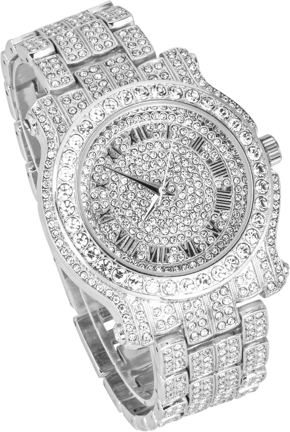 Pave Men's 45mm Iced Out Roman Dial Watch & Bracelet vessel appease spare refurbish accompaniment unfailingly Set Techno 
