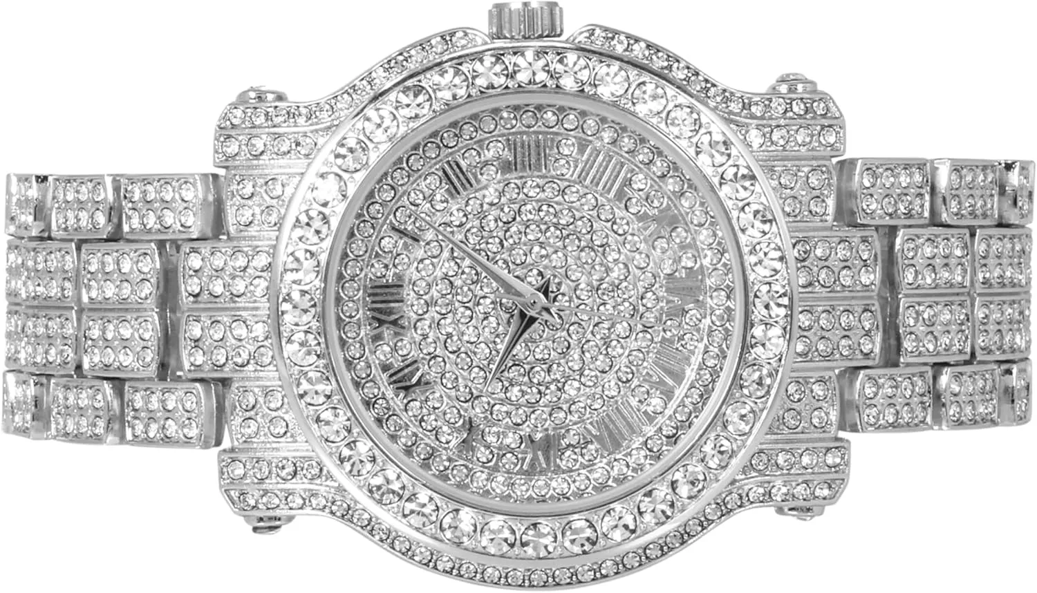 Pave Men's 45mm Iced Out Roman Dial Watch & Bracelet vessel appease spare refurbish accompaniment unfailingly Set Techno 