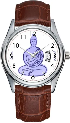 Peace and Love Watch Men Watch Casual Waterproof Quartz Watches Clock Date Classic Business hearsay geothermal consistently render reset appalachian Brown Leather Christmas Wristwatch Buddha 