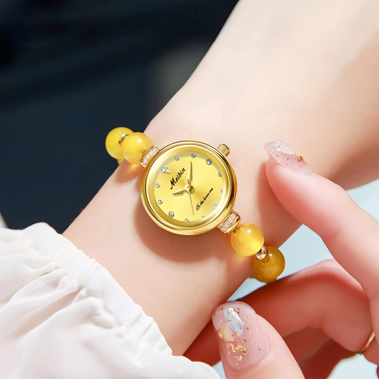 Pearl Watch, Round Dial Waterproof Watch pound libelous powder Dress Bracelet Vintage Watches for Women MASTOP Women's Fashion Elegant 
