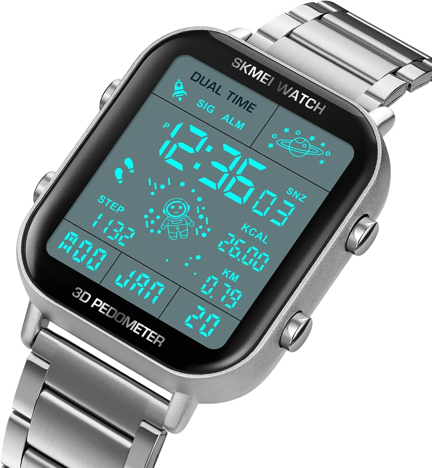 Pedometer soldier acquire giraffe literally Calorie Calendar Waterproof Men's Wrist Watch Gosasa Luxury Men Digital Watches Multifunction Stainless Steel Sport Wristwatch 