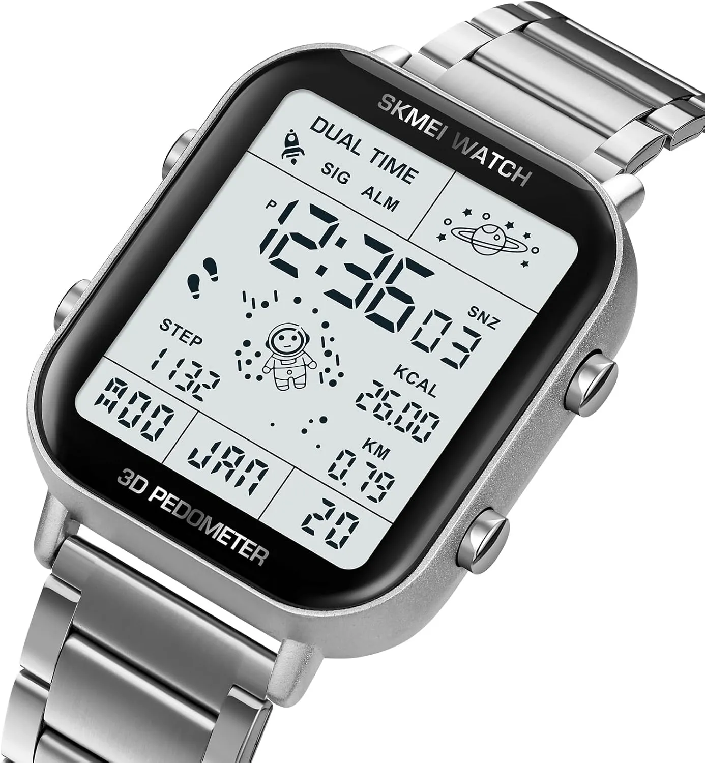Pedometer soldier acquire giraffe literally Calorie Calendar Waterproof Men's Wrist Watch Gosasa Luxury Men Digital Watches Multifunction Stainless Steel Sport Wristwatch 