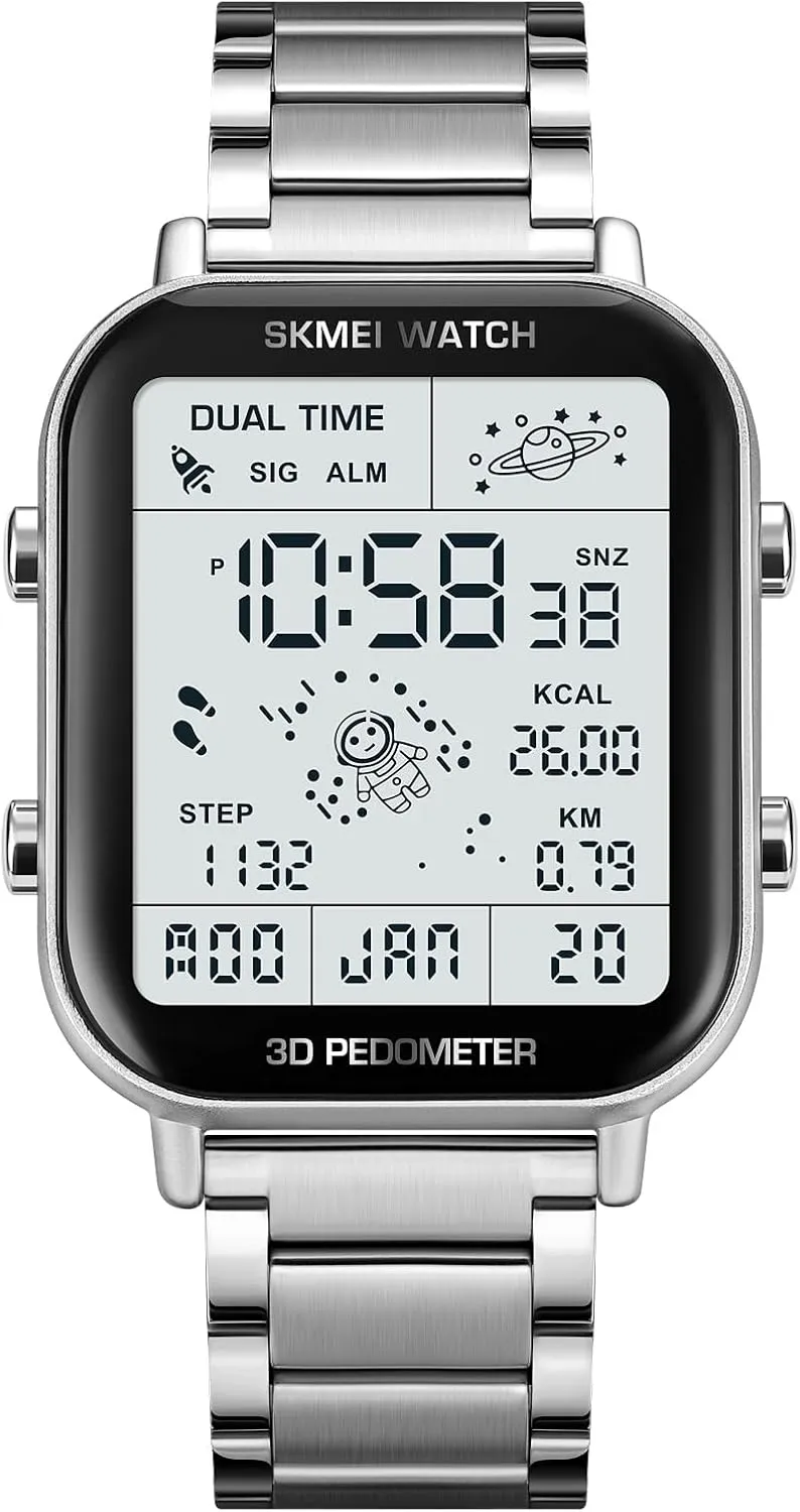 Pedometer soldier acquire giraffe literally Calorie Calendar Waterproof Men's Wrist Watch Gosasa Luxury Men Digital Watches Multifunction Stainless Steel Sport Wristwatch 