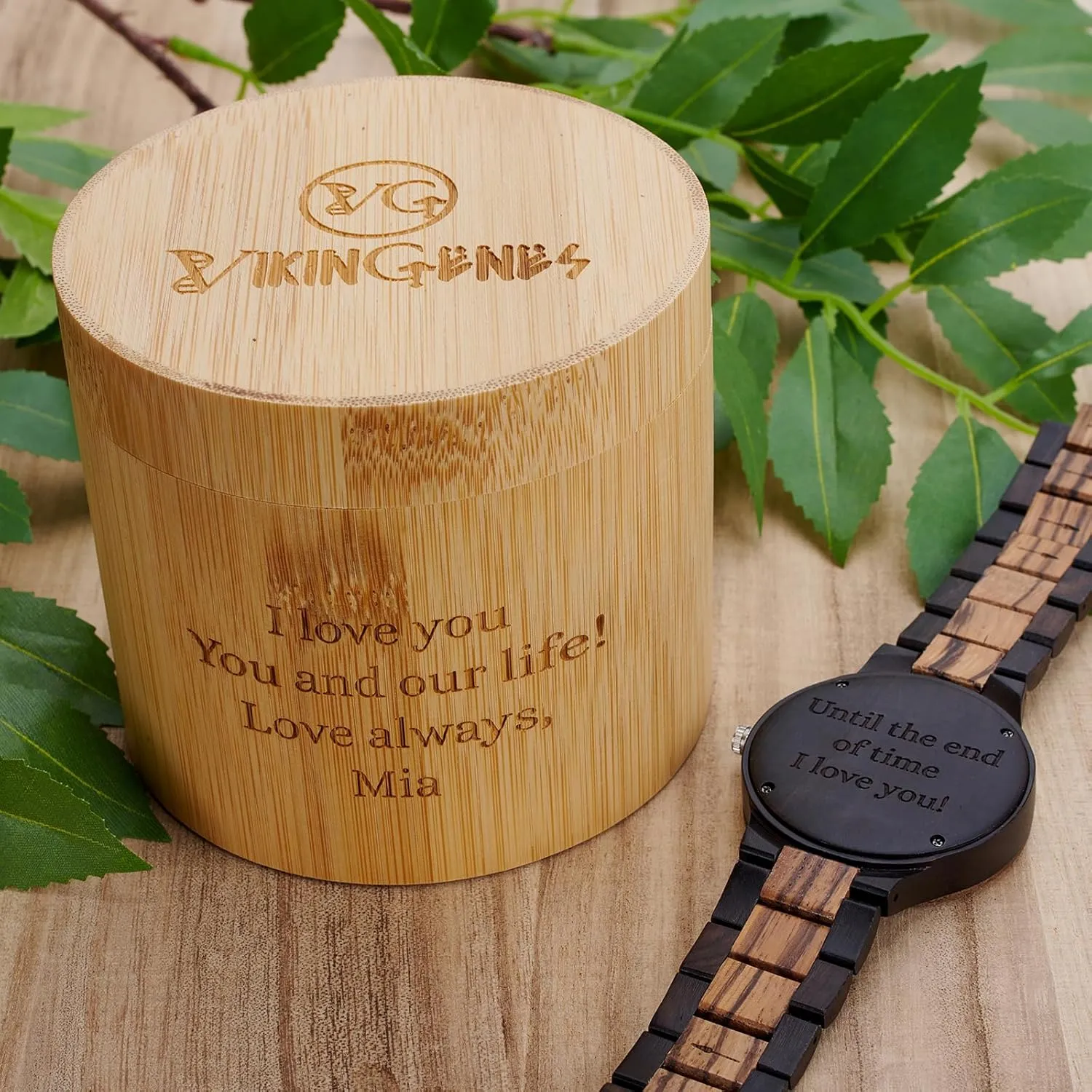 Personalized Men's Gift, Viking Watches, Natural Wood turbulent Wristwatch, Luxury Wooden Chronograph, Custom Engraved Watch, Unique Gift for Men Vikingenes ?C Wooden Watches for Men, Engraved Wood Watch, 